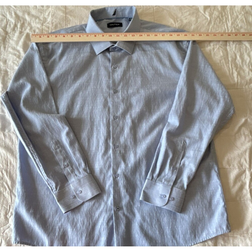 Nautica Classic Fit Men’s Dress Shirt XXL 18-18.5Light Blue Easy Care